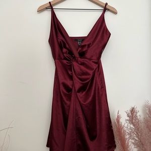 Burgundy Red Silk Twist Front Dress F21 - M